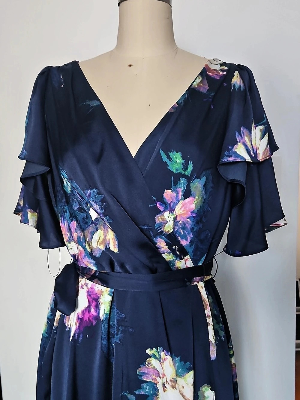 DKNY Faux- Wrap High-Low Floral Printed Dress Size 12